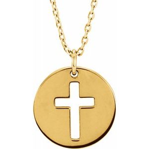 Pierced Cross Disc Necklace