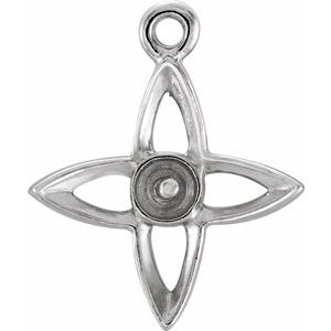 14K White 13x13 mm Cross Dangle Mounting for 4 mm Pearl