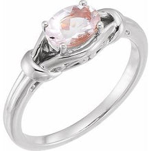 Load image into Gallery viewer, Sterling Silver 5x3 mm Oval Morganite Knot Ring
