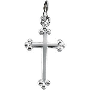 14K White 14x10 mm Cross Pendant