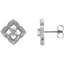Load image into Gallery viewer, 14K White 3/4 CTW Diamond Halo-Style Clover Earrings
