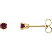 Load image into Gallery viewer, 14K Yellow 3 mm Round Mozambique Garnet Youth Birthstone Earrings
