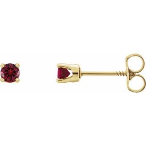 14K Yellow 3 mm Round Mozambique Garnet Youth Birthstone Earrings