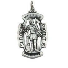 Load image into Gallery viewer, Sterling Silver 33x20.5 mm St. Florian Medal
