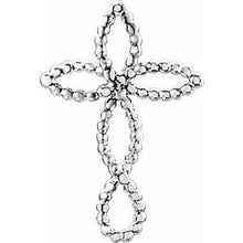 Load image into Gallery viewer, 14K White Beaded Cross Pendant

