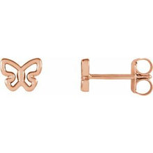 Load image into Gallery viewer, 14K Rose 6.1x4.8 mm Butterfly Earrings
