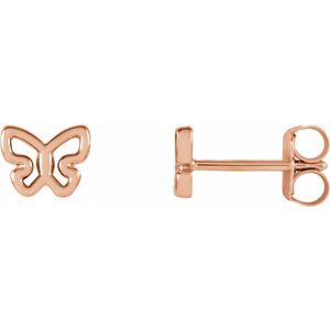 14K Rose 6.1x4.8 mm Butterfly Earrings