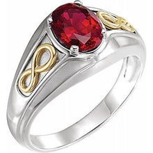 Charger l&#39;image dans la galerie, Bague pour homme en or 14 carats créée par Chatham¬ White en rubis blanc et jaune
