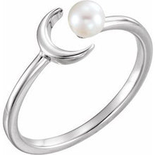 Charger l&#39;image dans la galerie, Sterling Silver 4 mm White Freshwater Pearl Crescent Ring
