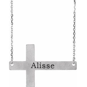 Engravable Sideways Cross Necklace 
