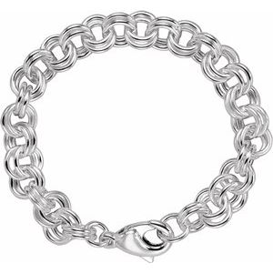 Sterling Silver 9 mm Double Link Charm 7 1/2" Bracelet