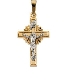Load image into Gallery viewer, 14K Yellow &amp; White 19x13 mm Hollow Crucifix Pendant

