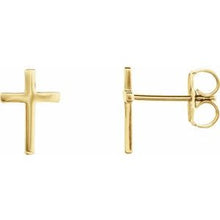 Load image into Gallery viewer, 14K Yellow 10 mm Cross Pair of Earrings
