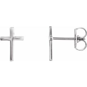 Sterling Silver 10 mm Cross Pair of Earrings