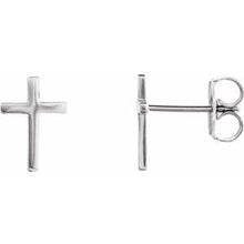 Load image into Gallery viewer, 14K White 10 mm Cross Pair of Earrings
