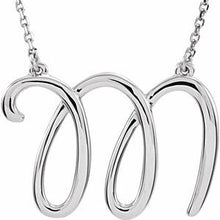 Load image into Gallery viewer, Sterling Silver Script Initial M 16&quot; Necklace
