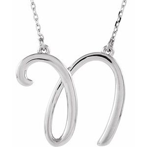 Sterling Silver Script Initial N 16