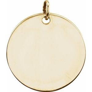 18K Yellow Vermeil 9.5 mm Engravable Round Disc Pendant