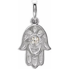 Load image into Gallery viewer, Sterling Silver .03 CTW Diamond Hamsa Pendant

