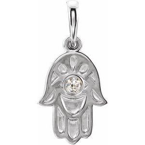 Sterling Silver .03 CTW Diamond Hamsa Pendant