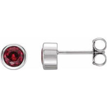 Load image into Gallery viewer, Sterling Silver 4 mm Round Imitation Ruby Birthstone Earrings
