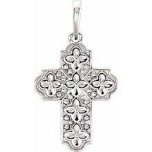 Load image into Gallery viewer, Sterling Silver Ornate Floral-Inspired Cross Pendant
