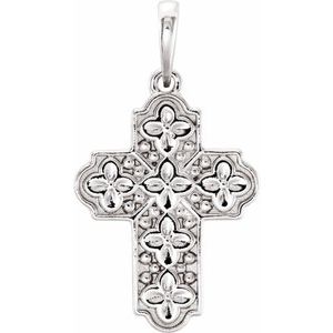 Sterling Silver Ornate Floral-Inspired Cross Pendant