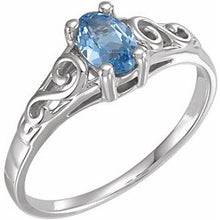 Charger l'image dans la galerie, Sterling Silver March Youth Imitation Birthstone Ring
