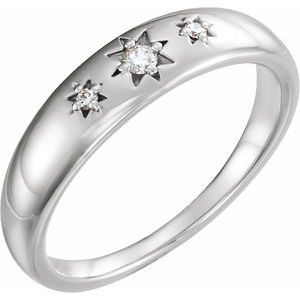 Sterling Silver .05 CTW Diamond Starburst Ring