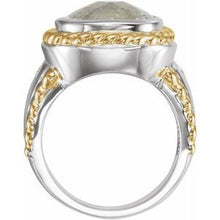 Charger l&#39;image dans la galerie, Green Quartz &amp; Diamond Accented Rope Design Ring
