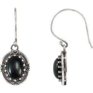 Sterling Silver Onyx Vintage-Inspired Earrings