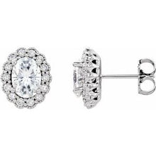 Load image into Gallery viewer, Charles &amp; Colvard Moissanite¬Æ &amp; Diamond Accented Halo-Style Earrings   

