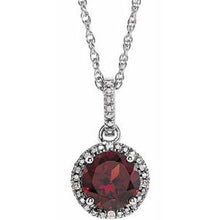 Charger l&#39;image dans la galerie, Sterling Silver Mozambique Garnet and .01 CTW Diamond 18&quot; Necklace
