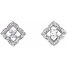 Load image into Gallery viewer, Platinum 3/4 CTW Diamond Halo-Style Clover Earrings
