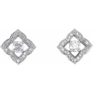 Platinum 3/4 CTW Diamond Halo-Style Clover Earrings