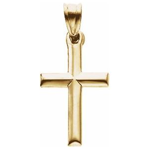 14K Yellow 17x12 mm Hollow Cross Pendant