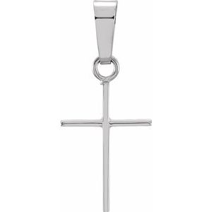 14K White 12x8 mm Cross Pendant