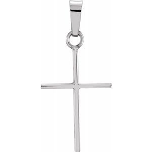 14K White 17x12 mm Cross Pendant