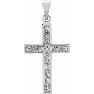 14K White Cross Pendant