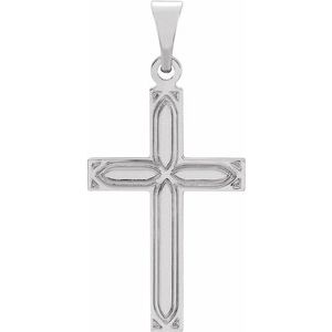 14K White 18x12 mm Cross Pendant