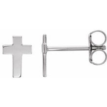Load image into Gallery viewer, 14K White 7x5 mm Cross Earrings

