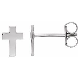 14K White 7x5 mm Cross Earrings