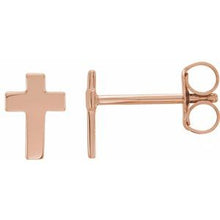 Load image into Gallery viewer, 14K Rose 10x6 mm Cross Earrings
