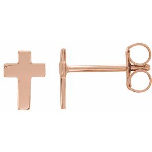 14K Rose 10x6 mm Cross Earrings