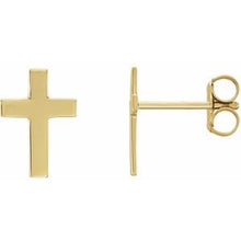 Load image into Gallery viewer, 14K Yellow 10x6 mm Cross Earrings
