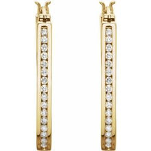 Load image into Gallery viewer, 14K Yellow 1 1/3 CTW Diamond Inside-Outside 13.7 mm Hoop Earrings
