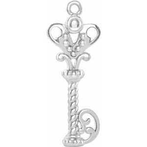 Sterling Silver 22.2x8.3 mm Key Dangle