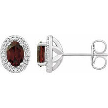 Load image into Gallery viewer, Sterling Silver Garnet Mozambique &amp; .025 CTW Diamond Earrings
