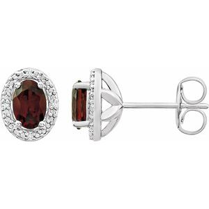 Sterling Silver Garnet Mozambique & .025 CTW Diamond Earrings
