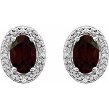 Load image into Gallery viewer, Sterling Silver Garnet Mozambique &amp; .025 CTW Diamond Earrings
